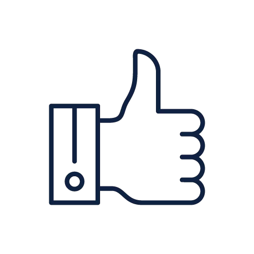 a blue line art of a thumb up